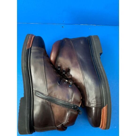 SANTONI EVEREST HIKING BOOT 8.5  D DERBY BURNISHED BROWN ZIPPER - Picture 6 of 8